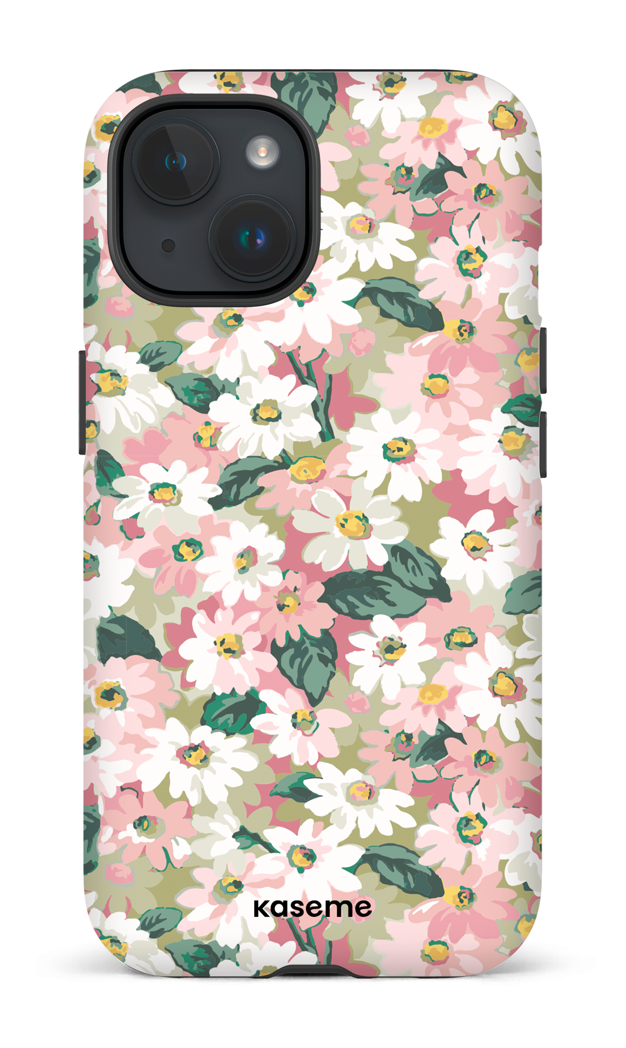 iPhone 15 Tough (Matte) Mosaic of blooms green -
