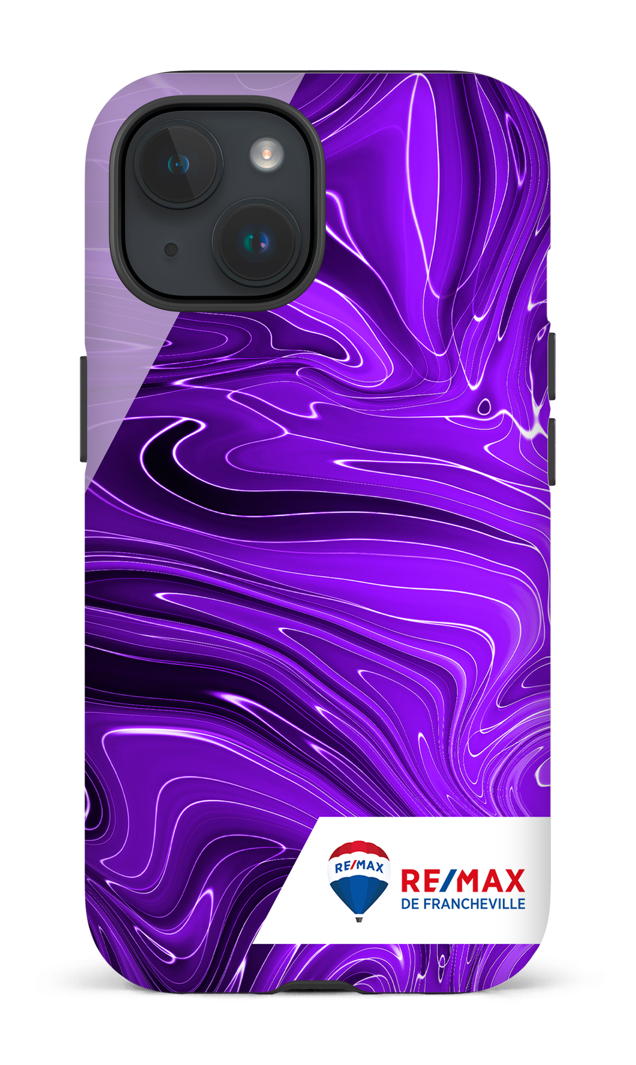 iPhone 15 Tough (Matte) Peinture marbrée sombre violette de Francheville -