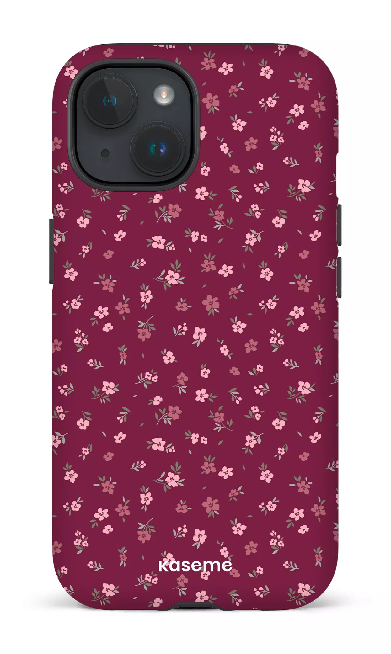 iPhone 15 Tough (Matte) Porcelain Blossom Burgundy -