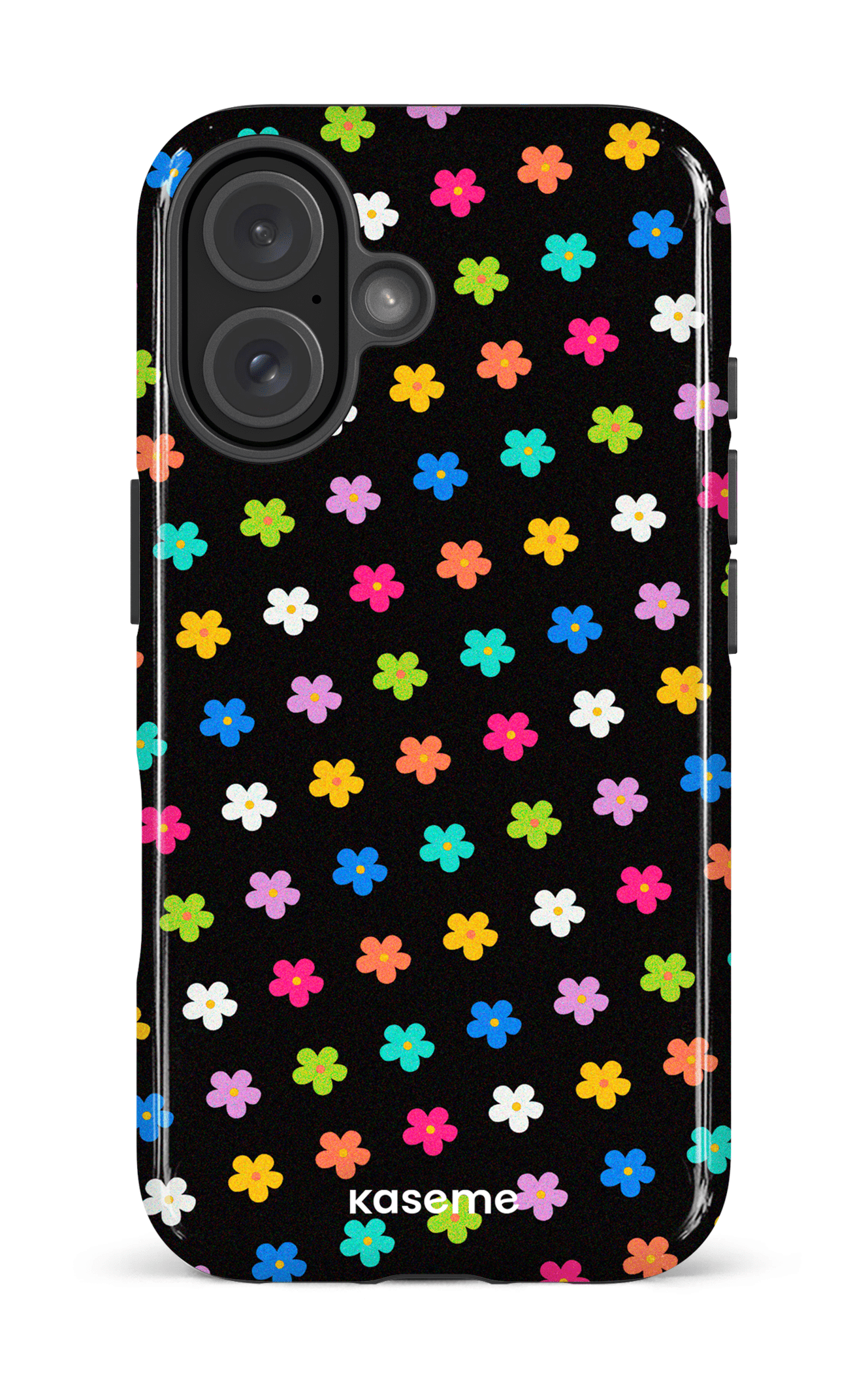 iPhone 16 Impact Case Joyful Flowers Black -