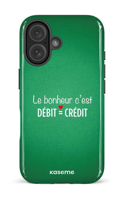 iPhone 16 Impact Case Le bonheur c'est débit = crédit (vert) -