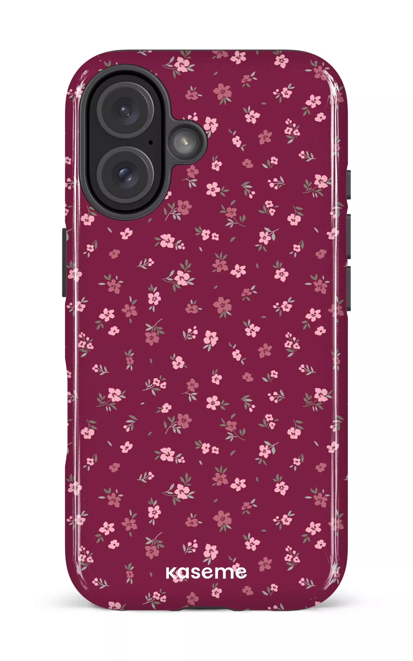 iPhone 16 Impact Case Porcelain Blossom Burgundy -