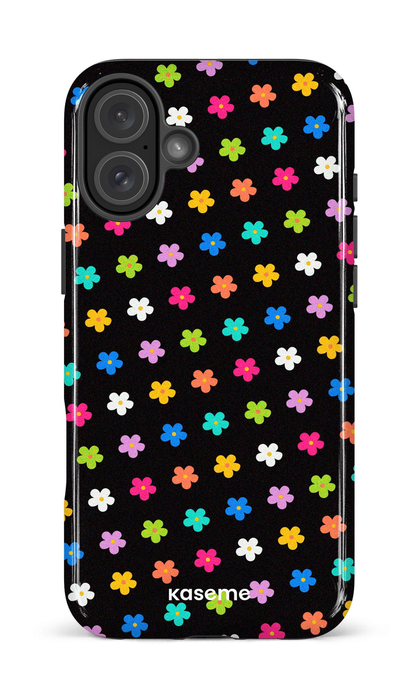 iPhone 16 Plus Impact Case Joyful Flowers Black -