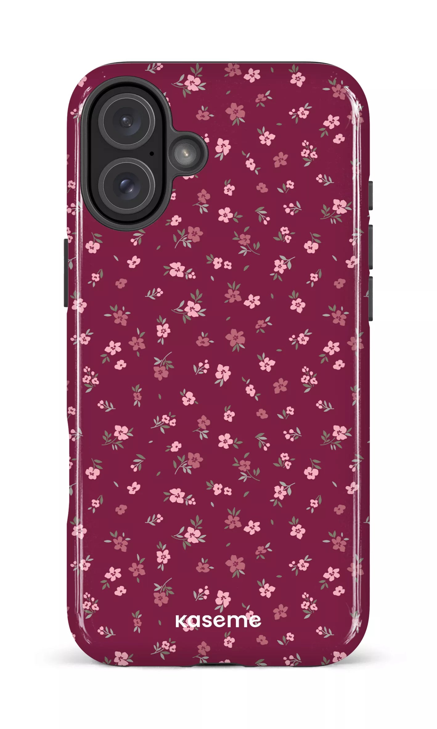 iPhone 16 Plus Impact Case Porcelain Blossom Burgundy -
