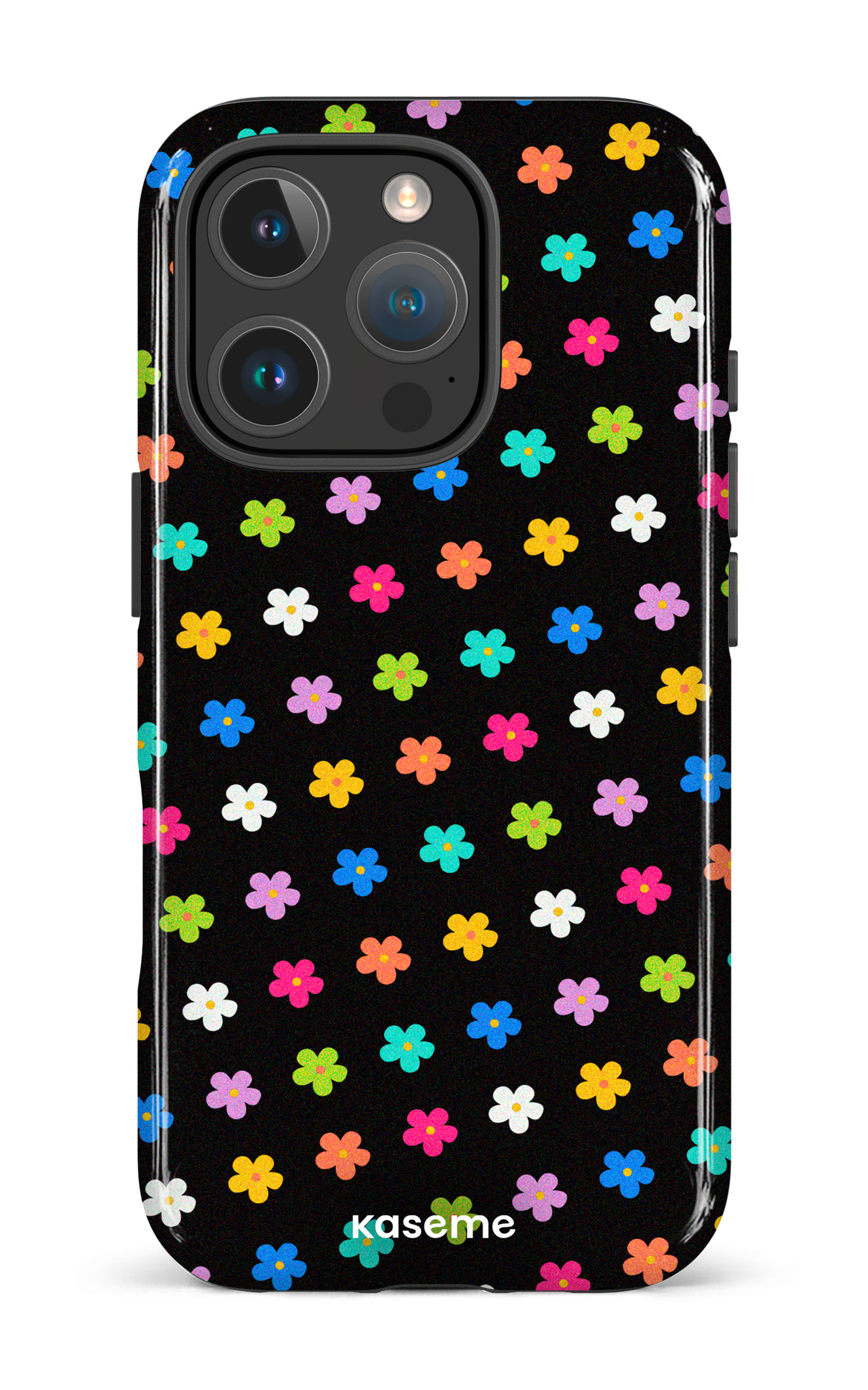 iPhone 16 Pro Impact Case Joyful Flowers Black -