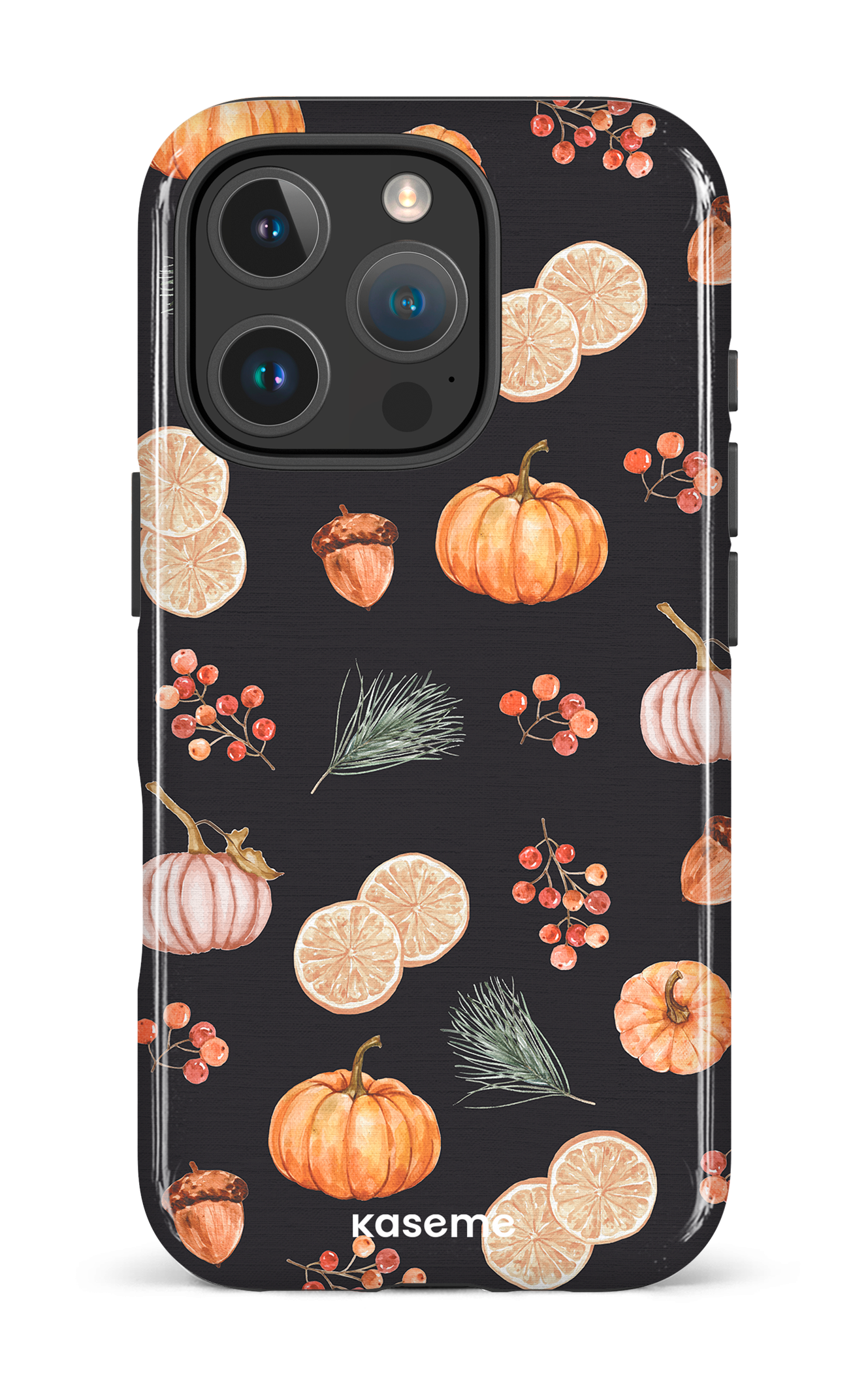 iPhone 16 Pro Impact Case Pumpkin Garden Black -
