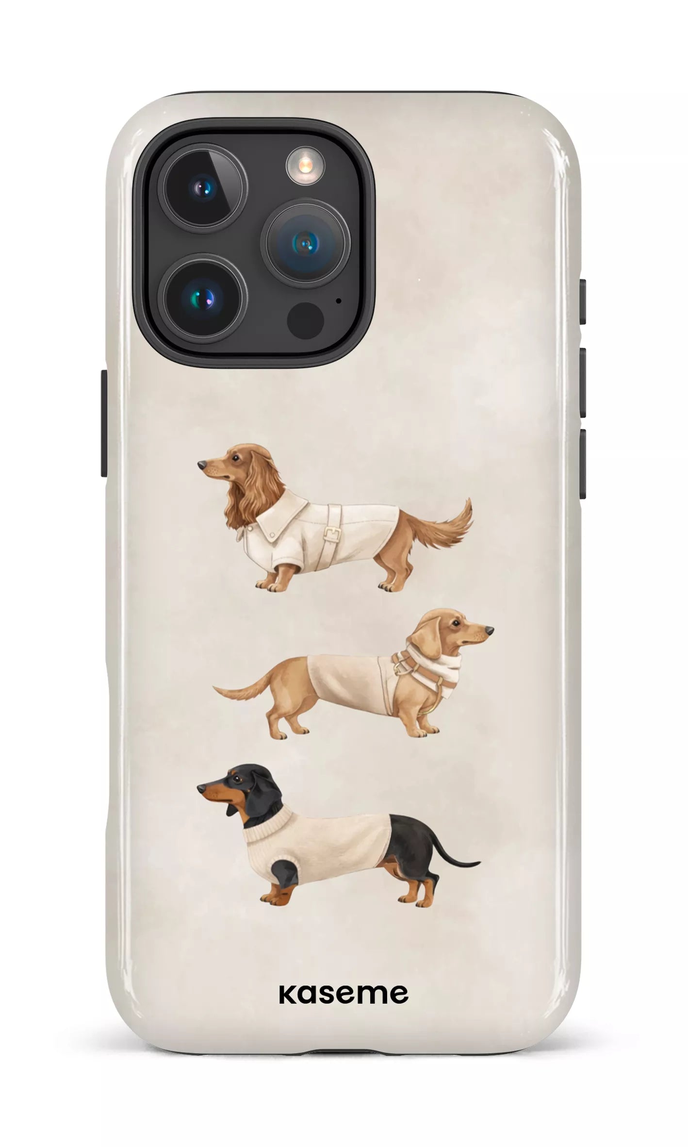 iPhone 16 Pro Max Impact Case Doxies Club Beige -