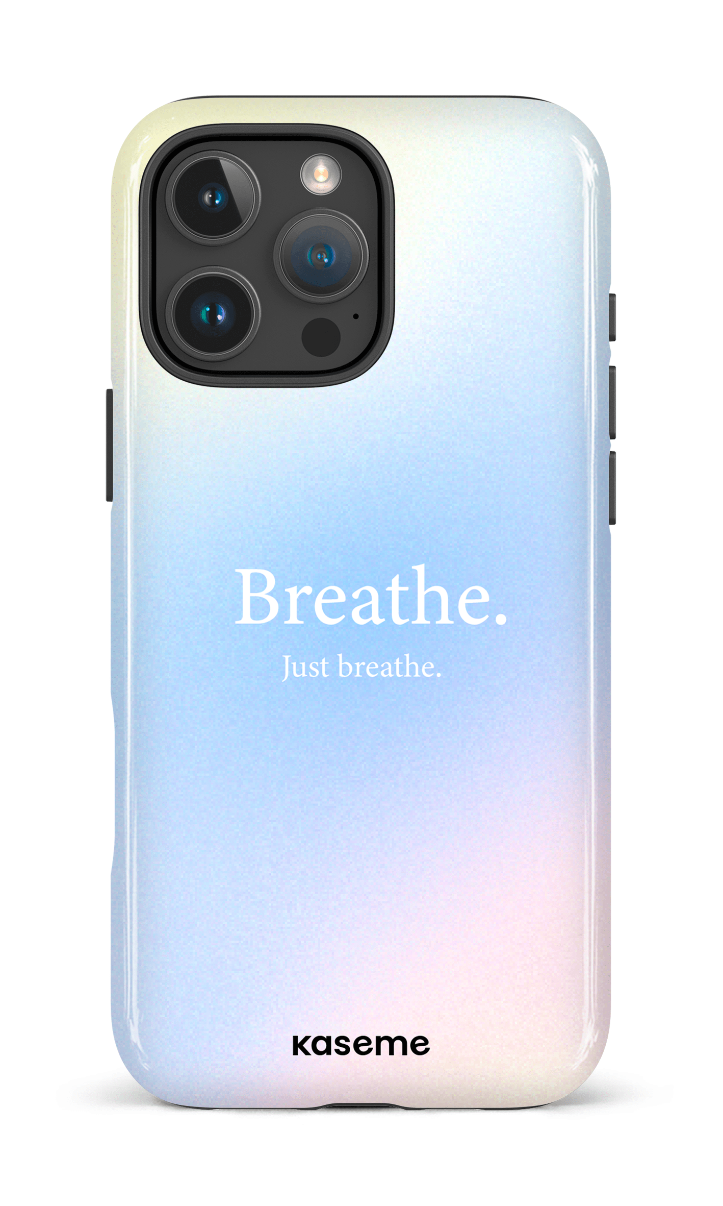 iPhone 16 Pro Max Impact Case Just breathe blue -