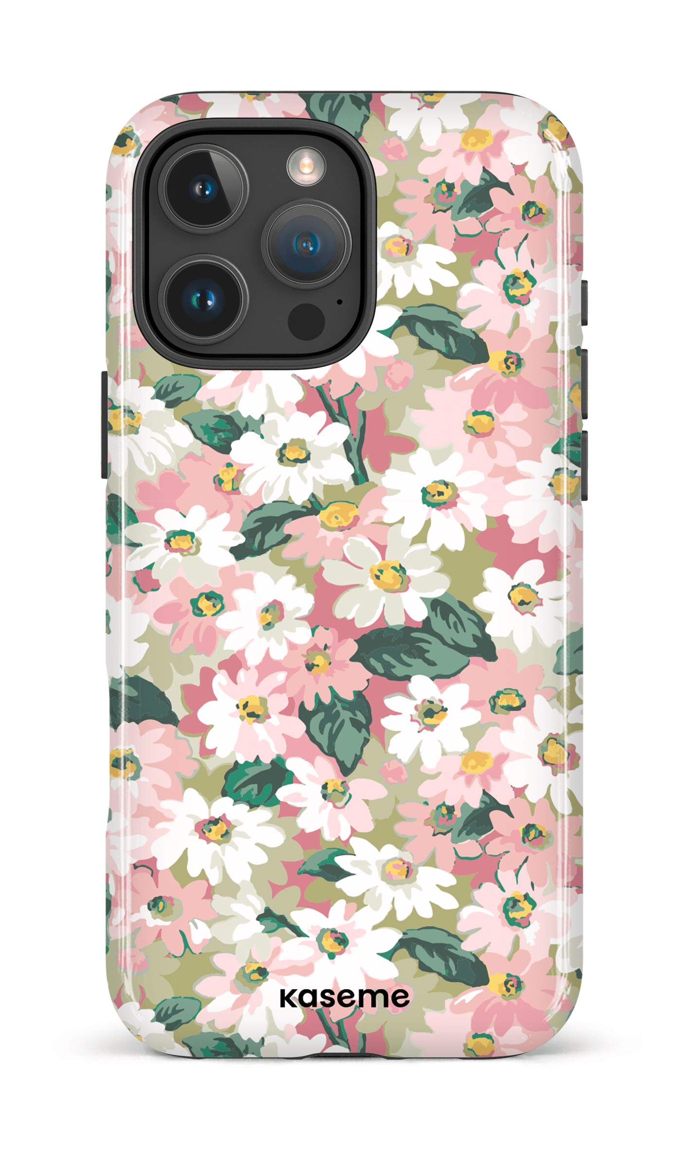 iPhone 16 Pro Max Impact Case Mosaic of blooms green -