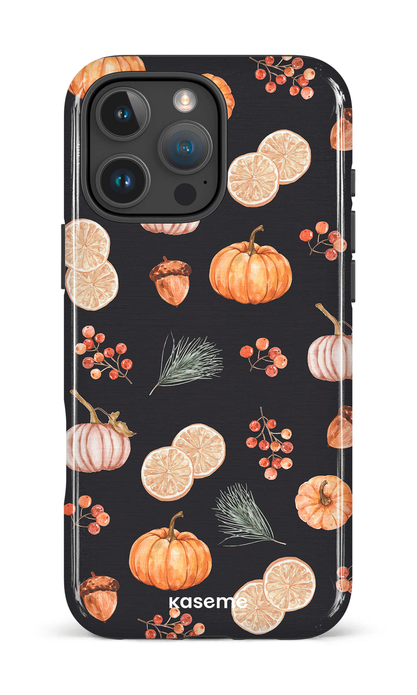 iPhone 16 Pro Max Impact Case Pumpkin Garden Black -