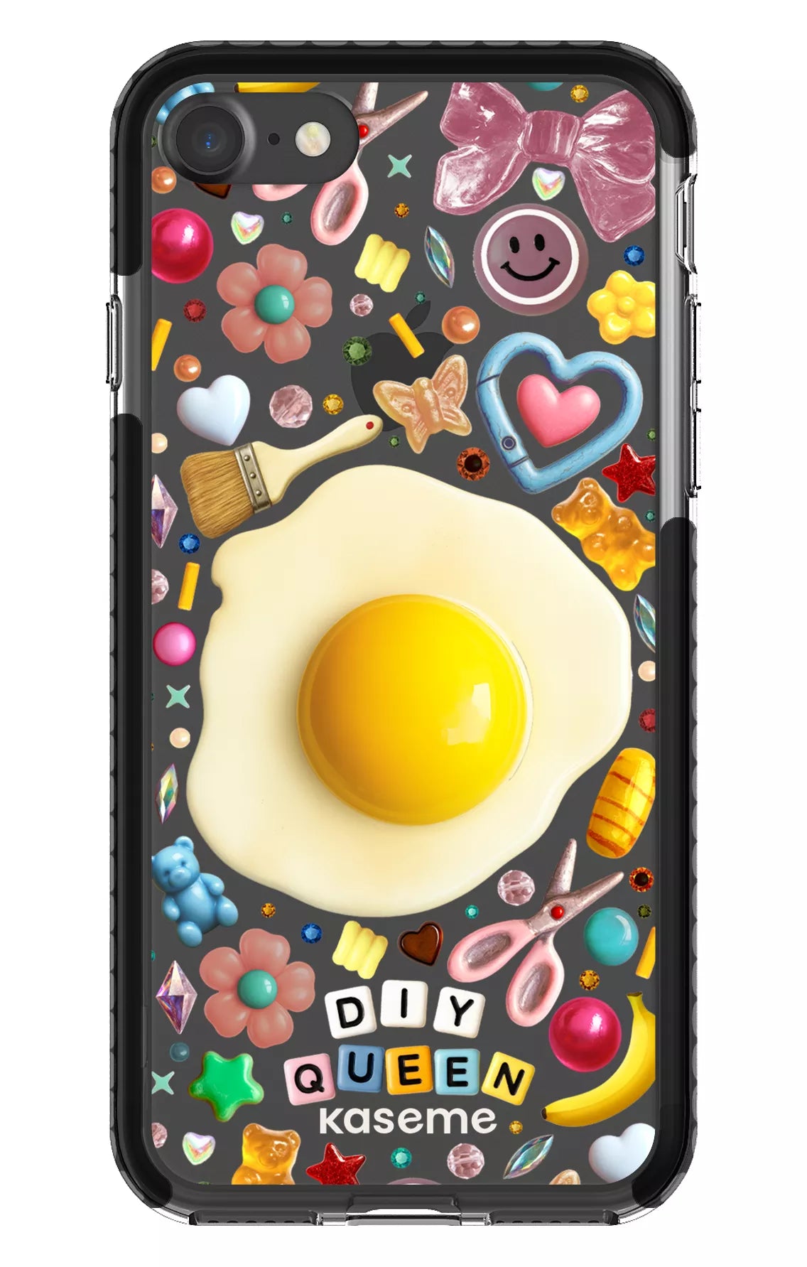 iPhone 7 Clear Case - Black DIY Queen Clear Case by Marianne Plaisance -