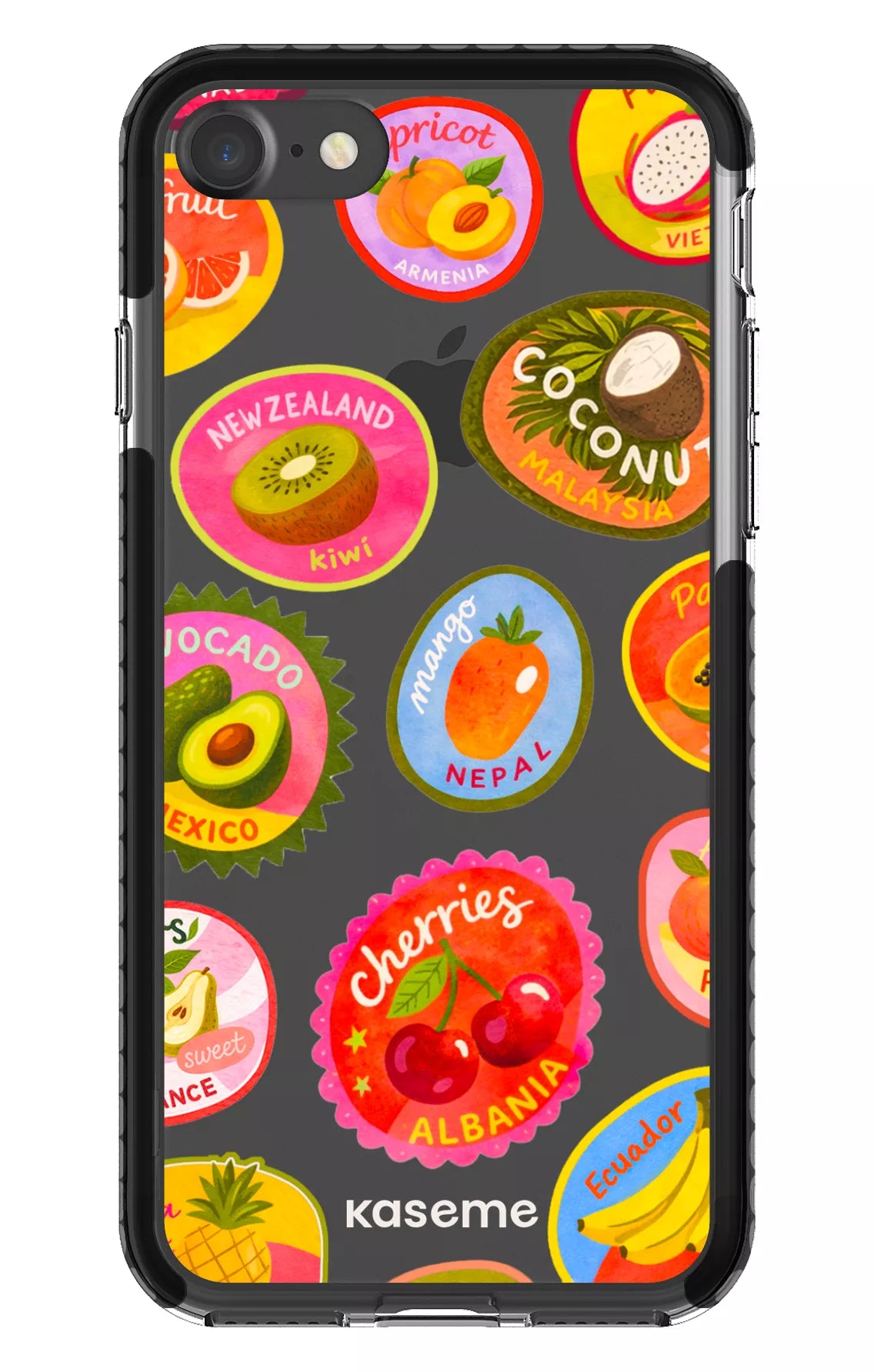 iPhone 7 Clear Case - Black Frutti Clear Case -