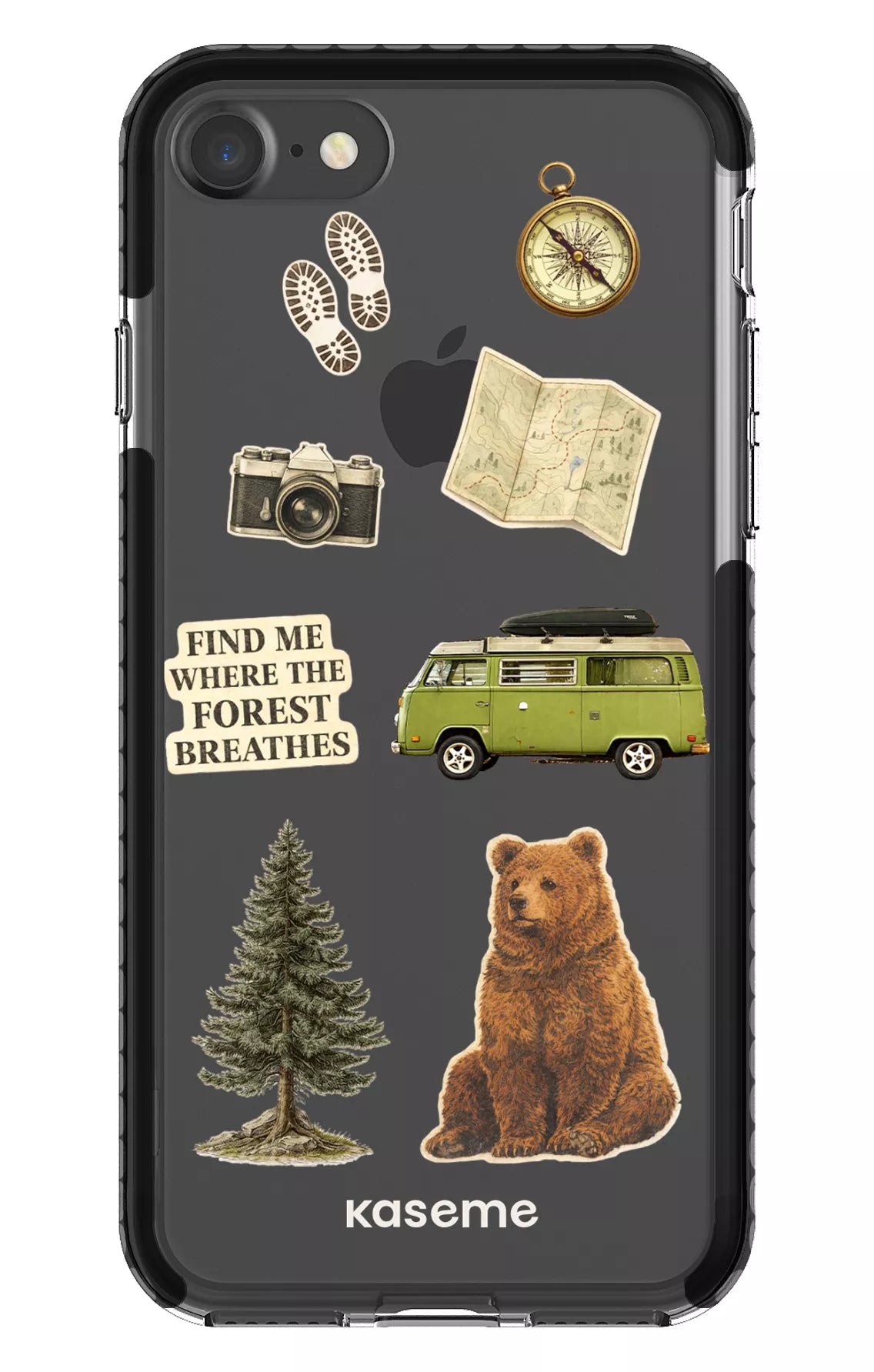 iPhone 7 Clear Case - Black Roamer Clear Case -