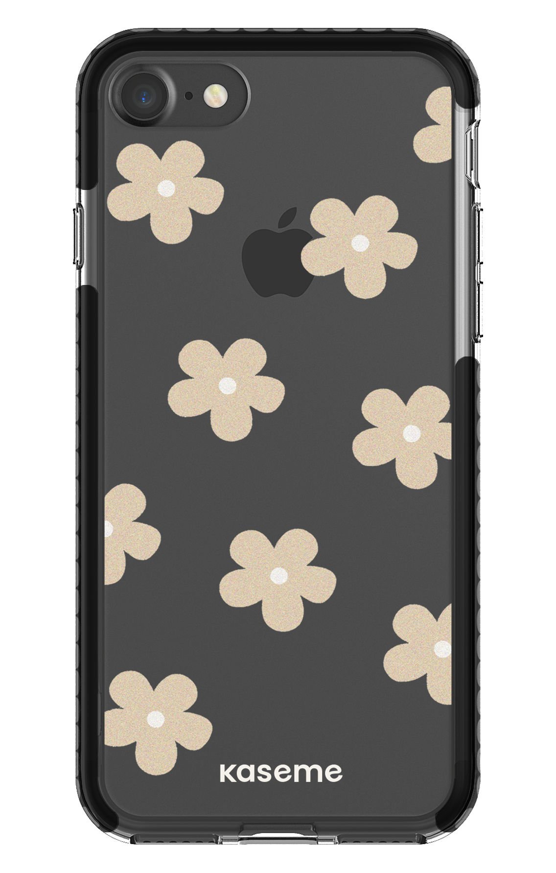 iPhone 7 Clear Case - Black Woodstock Beige Clear Case -