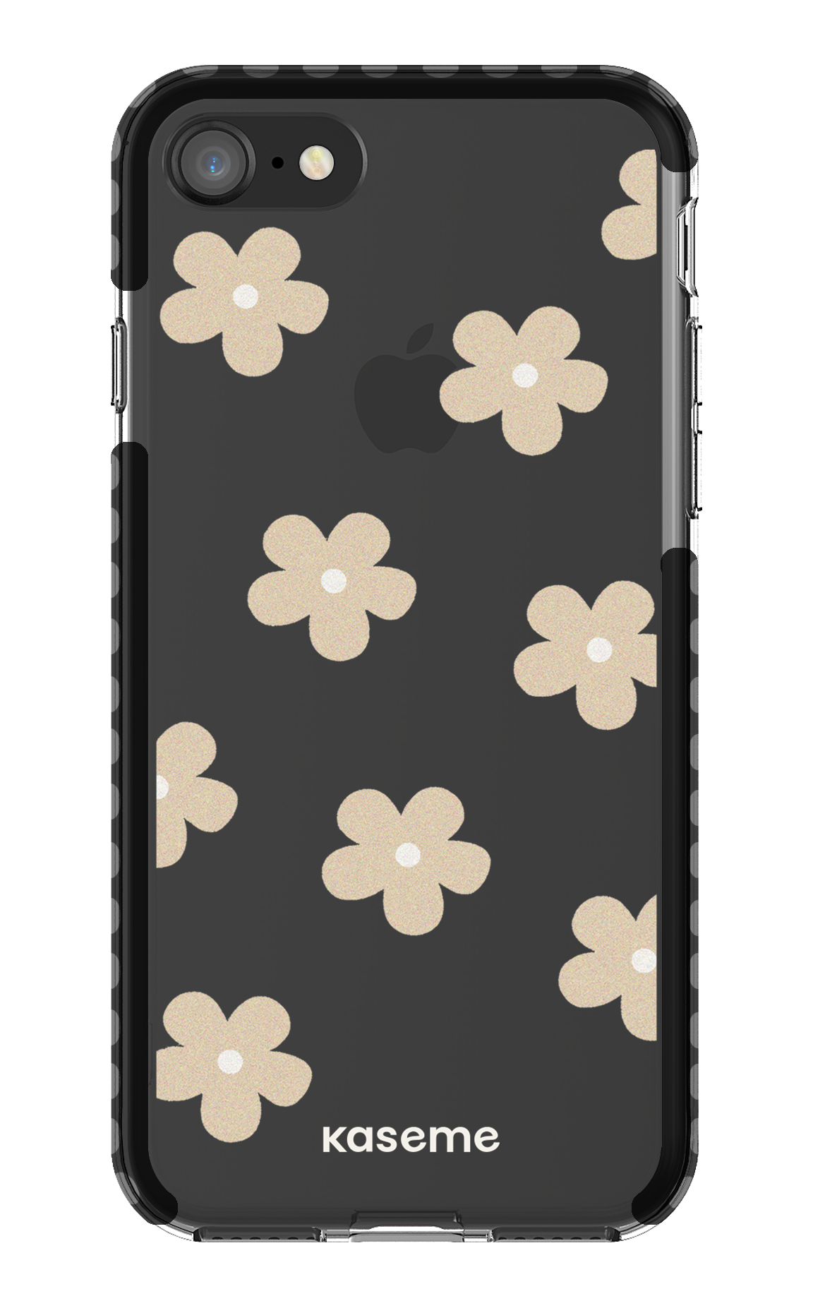 iPhone 8 Clear Case - Black Woodstock Beige Clear Case -