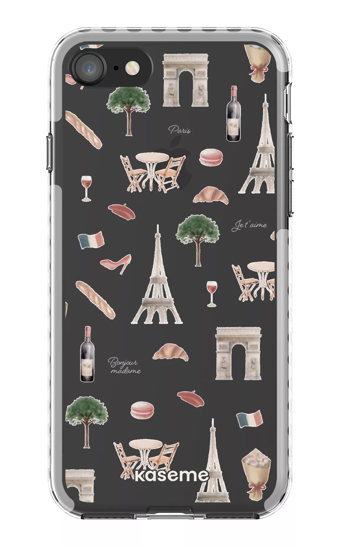 iPhone 8 Clear Case - White Je t'aime Paris Clear Case -