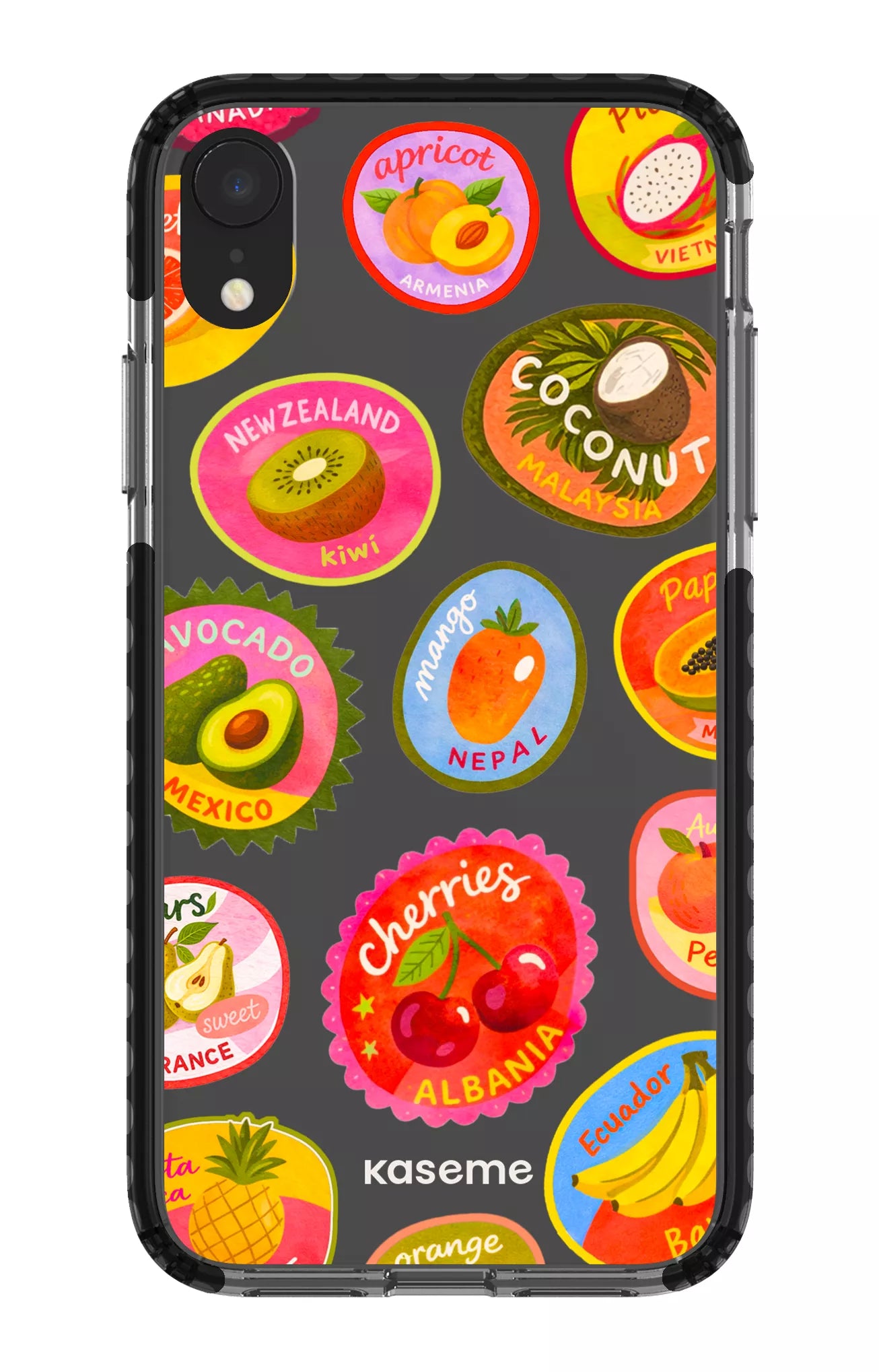 iPhone XR Clear Case - Black Frutti Clear Case -