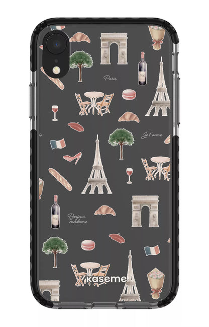 iPhone XR Clear Case - Black Je t'aime Paris Clear Case -