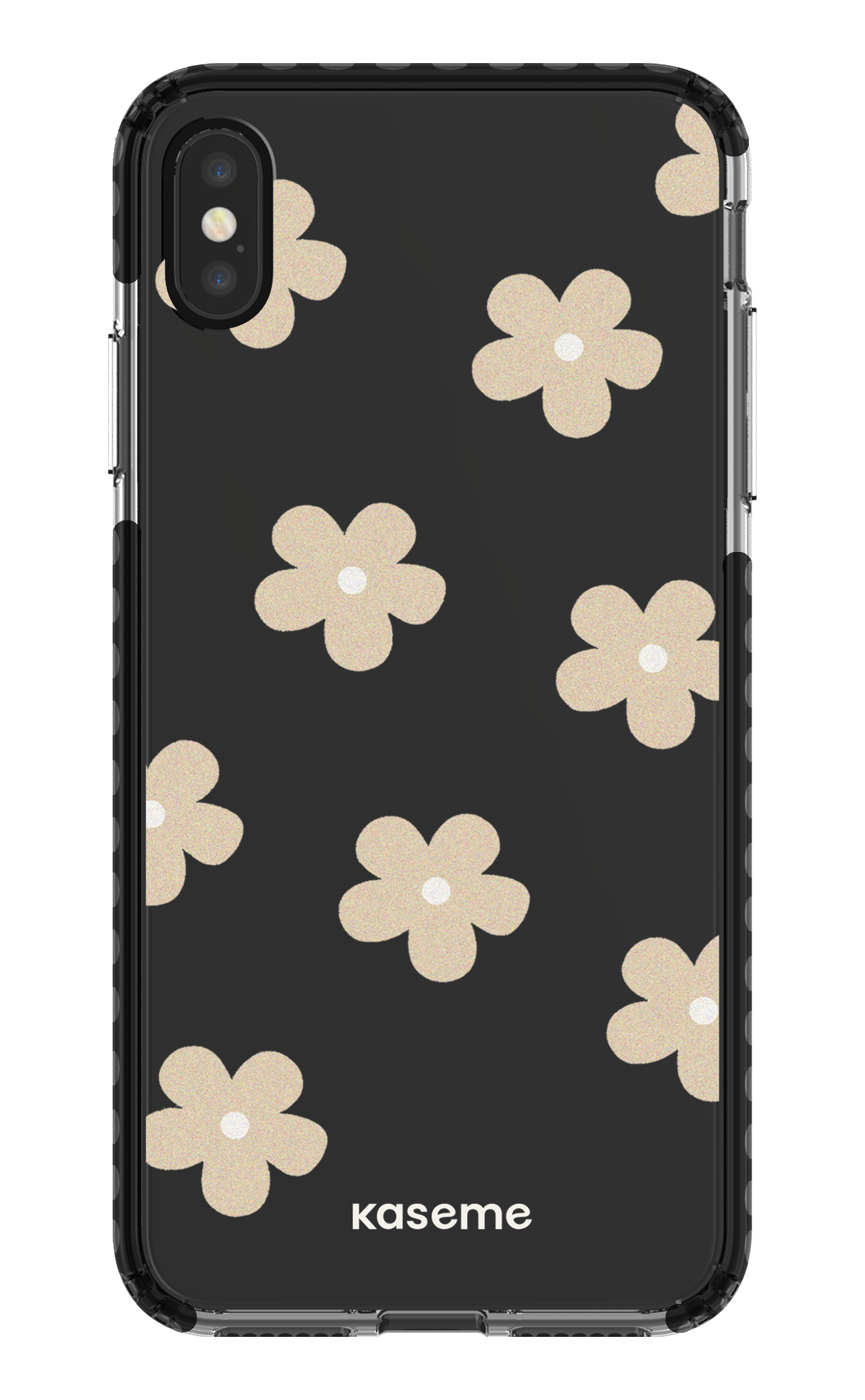 iPhone XS Max Clear Case - Black Woodstock Beige Clear Case -