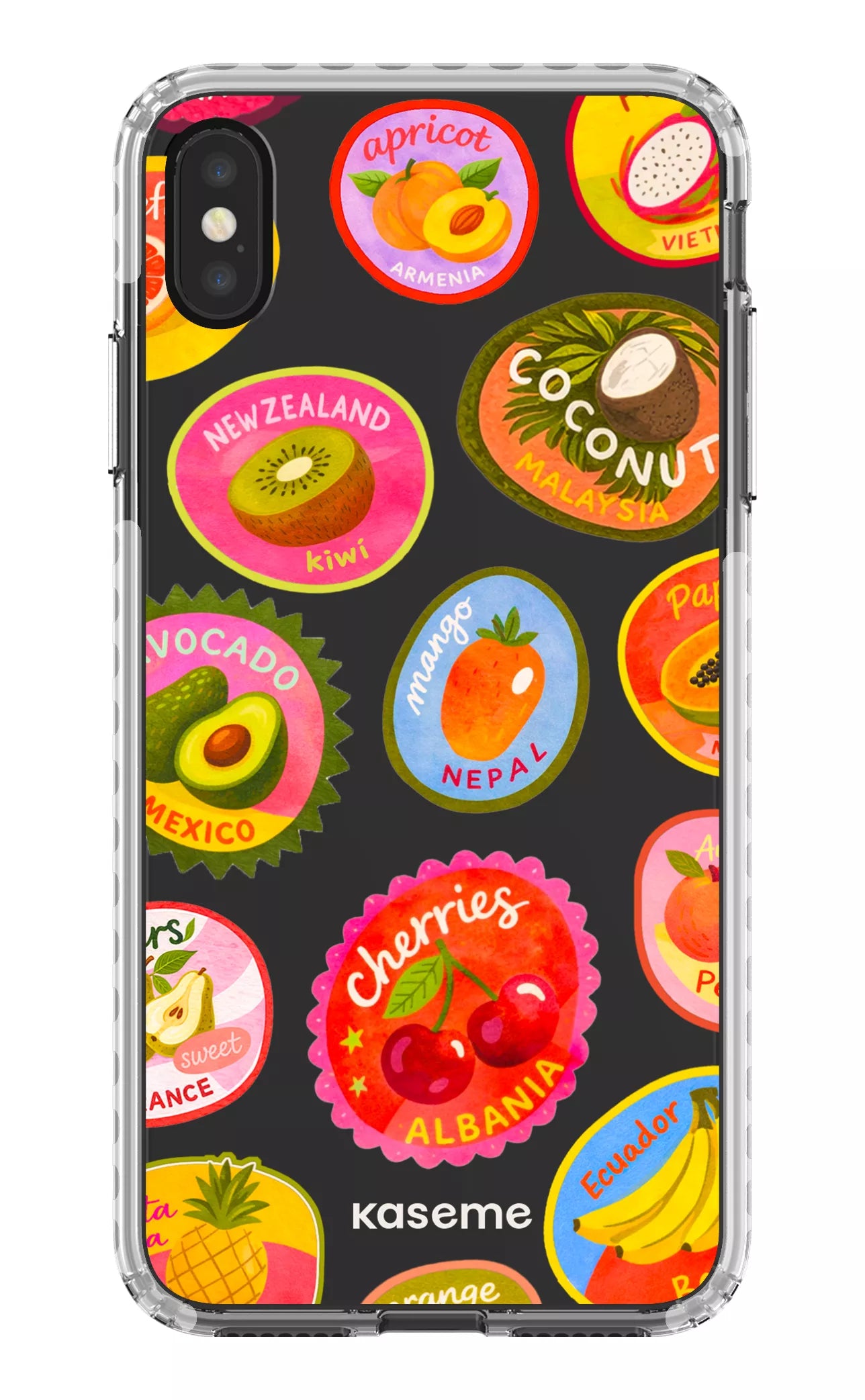 iPhone XS Max Clear Case - White Frutti Clear Case -